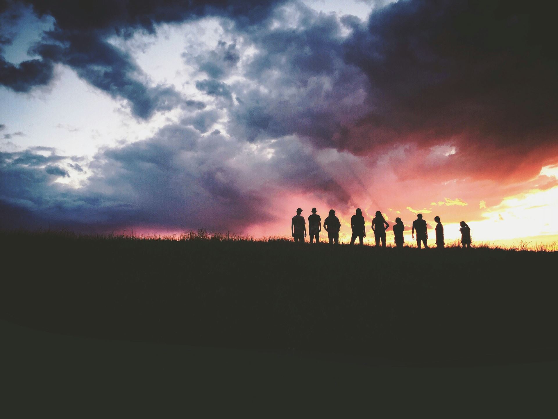 People on a sunset background